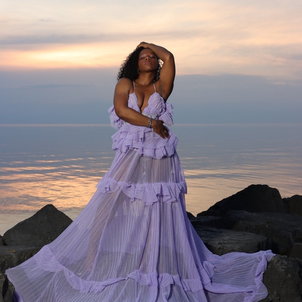 Dramatic Statement Dress Glitter Lilac (Custom Ma… - image 3